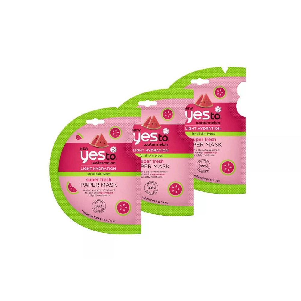 4 Pack Yes To Watermelon Paper Mask Skincare Set - 0.6 fl oz each